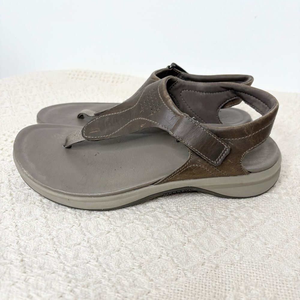 Merrell Brown Leather Brindle Sandals Thong Slingback - Picture 5 of 10